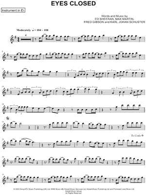 Eyes Closed - Eb Instrument