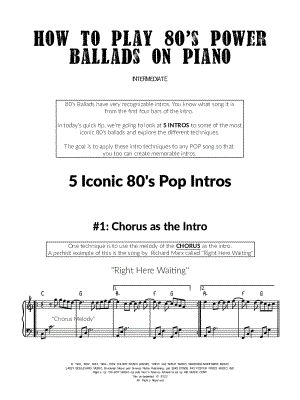 How to Play 80's Power Ballads on Piano - PWJ