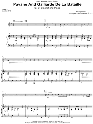 Pavane and Galliarde de la Bataille - Clarinet & Piano