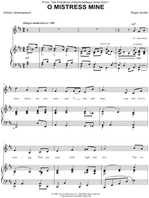 O Mistress Mine