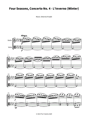 Winter from the Four Seasons (Allegro) - Violin & Viola
