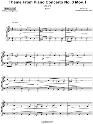Theme from Piano Concerto No. 3, Mov. 1 [easy]