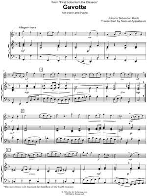 French Suite No. 5, BWV 816: 4. Gavotte - Violin & Piano