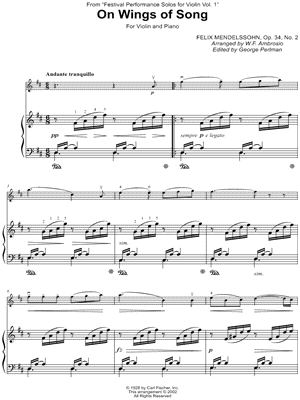 On Wings of Song - Violin & Piano