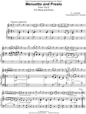 Menuetto and Presto - Oboe & Piano