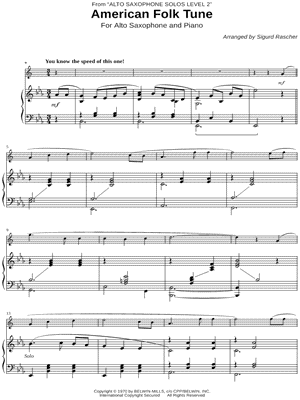 American Folk Tune - Alto Saxophone & Piano