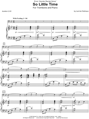 So Little Time - Trombone & Piano