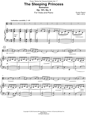 The Sleeping Princess, Op. 101, No. 5 - Viola & Piano