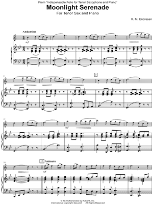 Moonlight Serenade - Tenor Saxophone & Piano