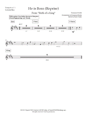 He Is Born (Reprise) [lowered key] - C Trumpet 1