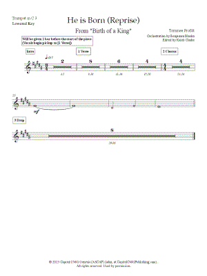 He Is Born (Reprise) [lowered key] - C Trumpet 3