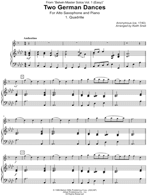 Two German Dances - Alto Saxophone & Piano