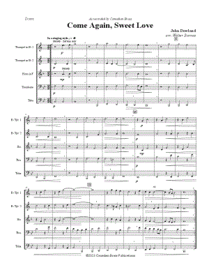 Come Again, Sweet Love - Brass Quintet