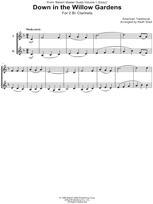 Down in the Willow Gardens - Clarinet Duet