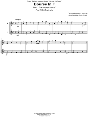 Bourrée, from Water Music - Clarinet Duet