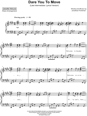 Dare You To Move [late intermediate - lyrical]