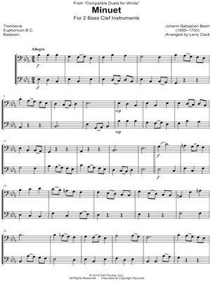 Minuet III, BWV 822 - Bass Clef Duet