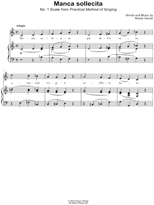 Manca sollecita - from Practical Method of Singing by Nicola Vaccai