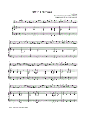 Off To California - Recorder & Piano