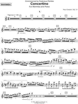 Concertino for Marimba, Op. 21- Marimba part