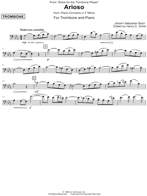 Arioso (Concerto No. 5 in F Minor, BWV 1056: II. Largo) - Trombone part