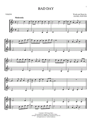 Bad Day - Violin Duet