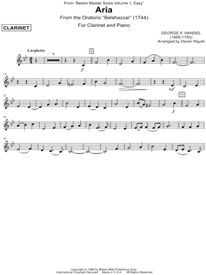 Aria from Belshazzar - Clarinet part