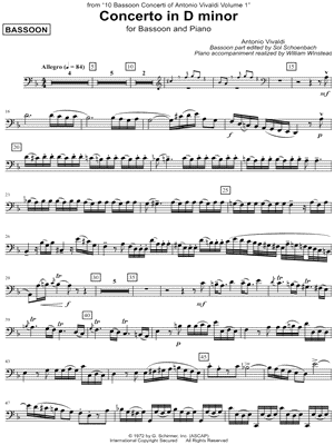 Concerto in D Minor - Bassoon part
