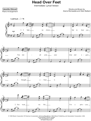 Head Over Feet [intermediate - lyrical]