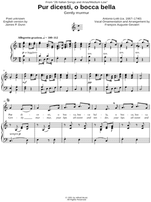 Pur dicesti, o bocca bella - Medium Low