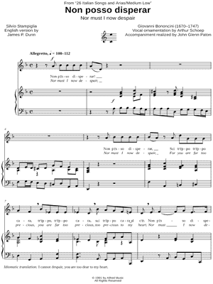 Non posso disperar - Medium Low