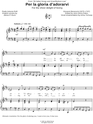 Per la gloria d'adorarvi - Medium Low