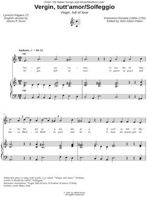 Vergin, tutt'amor/Solfeggio - Medium Low