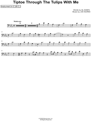 Tip Toe Through the Tulips With Me - Bass Clef Instrument
