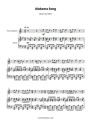 Alabama Song - Tenor Saxophone & Piano
