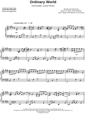 Ordinary World [intermediate - lyrical]