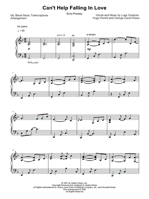 Can't Help Falling in Love (Klavier lernen)