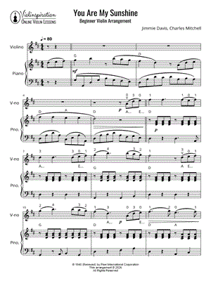 You Are My Sunshine - Violin & Piano [beginner]