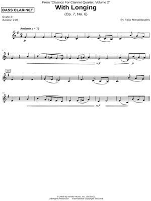 With Longing - Bass Clarinet Part