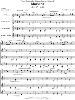 Mazurka - Clarinet Quartet Score