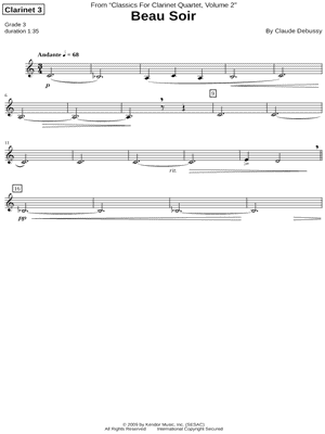 Beau Soir - Clarinet 3 Part