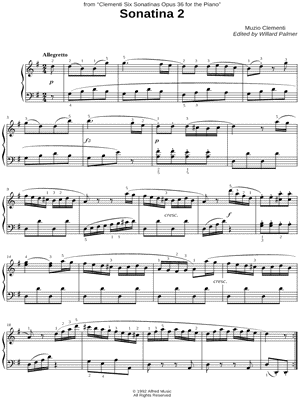 Sonatina in G Major, Op. 36, No. 2 (ed. Willard Palmer)