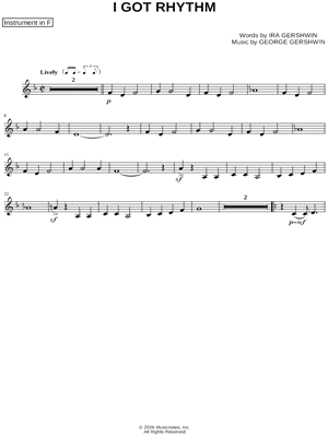 I Got Rhythm - F Instrument
