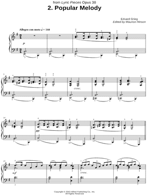 Lyric Pieces, Op. 38, No 2. Popular Melody (ed. Hinson)