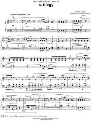 Play Lyric Pieces, Op. 38, No 6. Elegie (ed. Hinson)