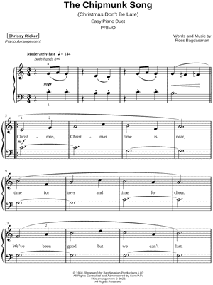 The Chipmunk Song [easy duet]