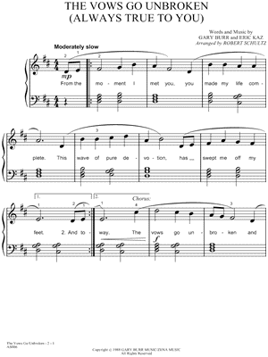 The Vows Go Unbroken by Kenny Rogers - Sheet Music