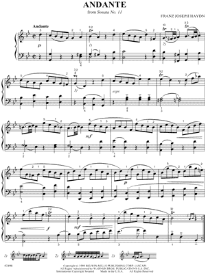 Andante by Franz Joseph Haydn - Sheet Music