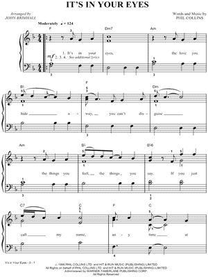 It's In Your Eyes by Phil Collins - Sheet Music