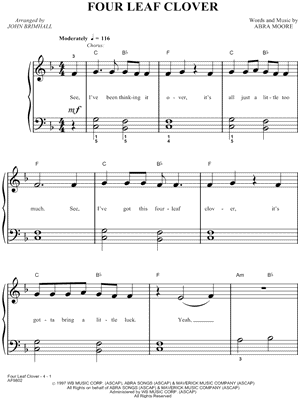 Four Leaf Clover by Abra Moore - Sheet Music